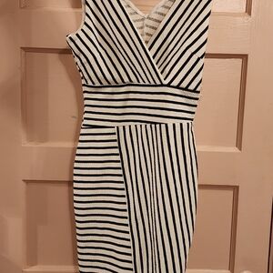 Almost Famous Black and White Striped Midi Dress